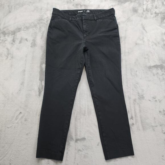 Old Navy Pant Womens 12 Black High Rise Pixie Skinny Ankle Stretch Office Career - Picture 1 of 12